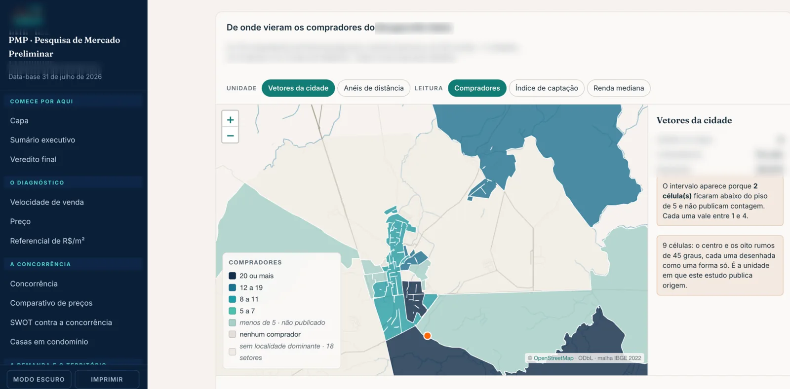 PMP · mapa de origem do comprador